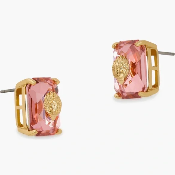 Kurt Geiger London Pink Crystal Eagle Stud Earrings Gold Tone - Picture 5 of 6